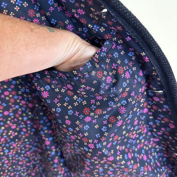 Vintage Wolle Womens Green Wool Cardigan Jacket Floral Lining & Brass Buttons - Picture 10 of 10